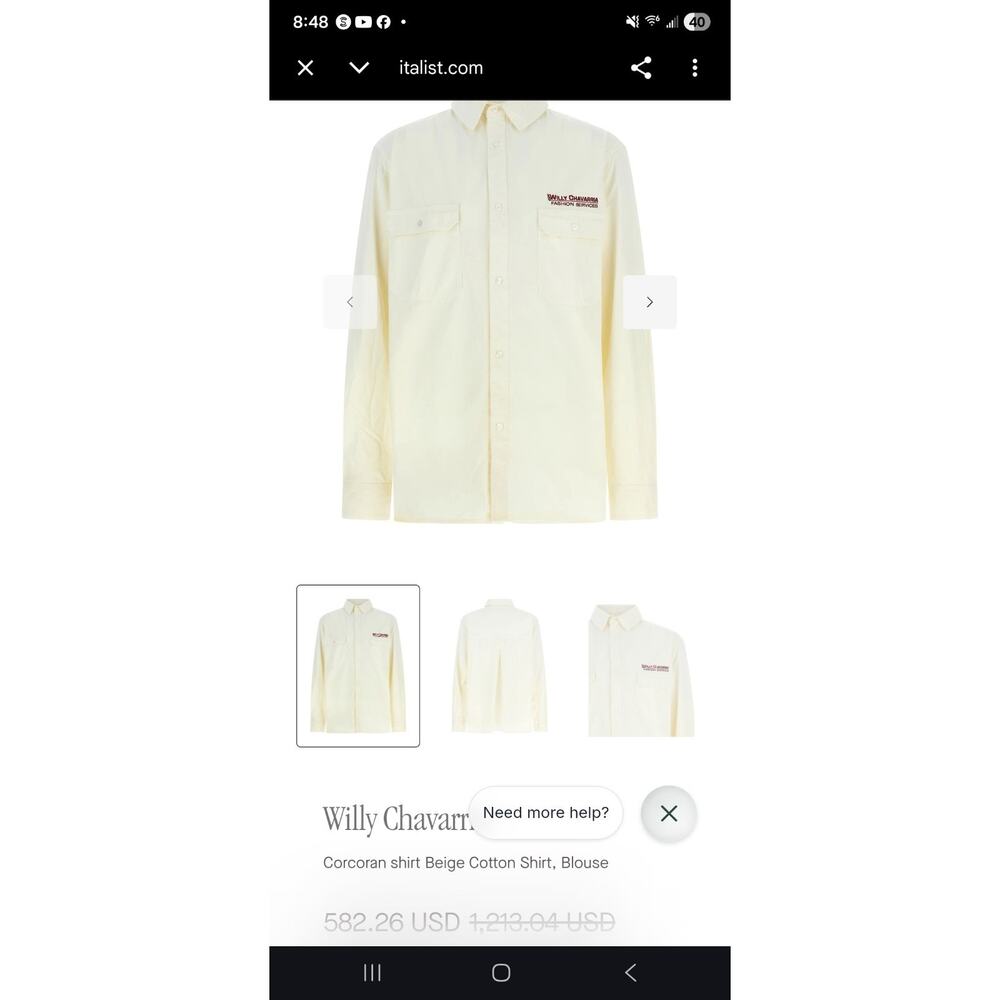 Willy Chavarria XL Long Sleeve Shirt